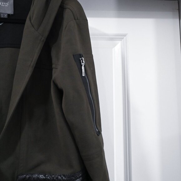 LYSSE XS Open Front Drawstring Deep Olive Green Jacket - Picture 4 of 9